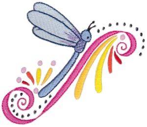 Picture of Swirl Dragonfly Machine Embroidery Design
