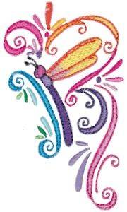 Picture of Swirly Dragonfly Machine Embroidery Design