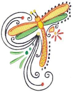 Picture of Swirly Damselfly Machine Embroidery Design