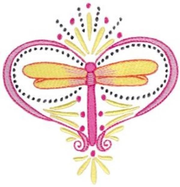 Picture of Heart Dragonfly Machine Embroidery Design