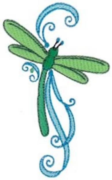 Picture of Swirly Dragonfly Machine Embroidery Design