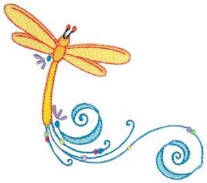 Picture of Dragonflly Swirl Machine Embroidery Design