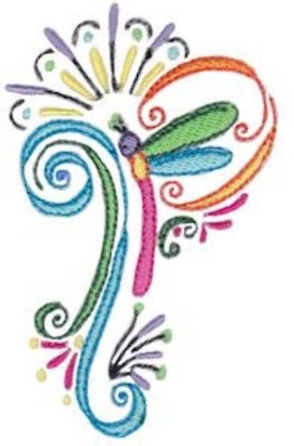 Picture of Dragonfly Flourish Machine Embroidery Design
