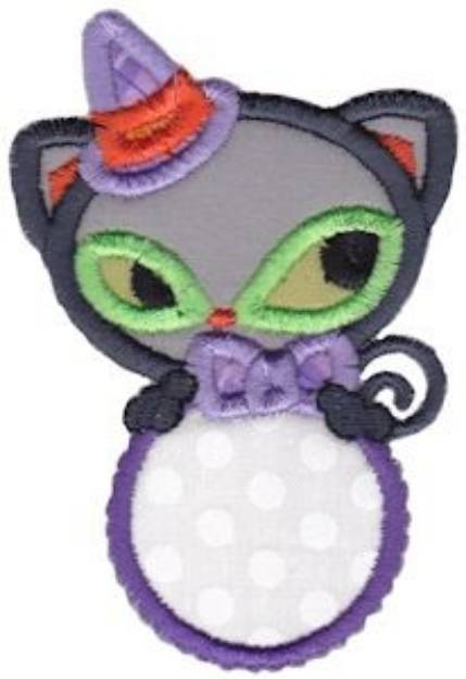 Picture of Halloween Cat Applique Machine Embroidery Design