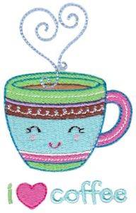 Picture of I Love Coffee Machine Embroidery Design