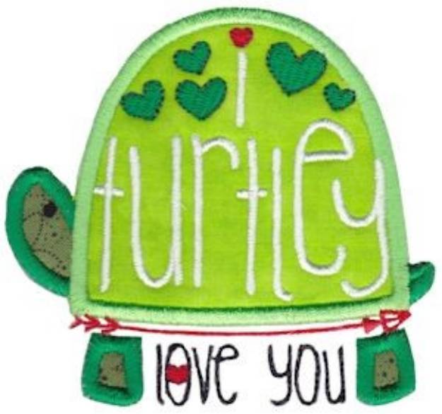Picture of Cupids Arrow Turtley Love You Applique Machine Embroidery Design