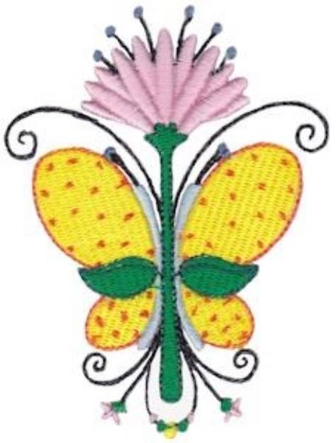 Picture of Fanciful Butterfly Floral Fleur De Lis Machine Embroidery Design