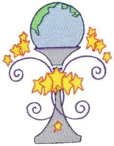 Picture of Fanciful Starry World Fleur De Lis Machine Embroidery Design