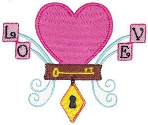 Picture of Fanciful Heart Love Fleur De Lis Machine Embroidery Design