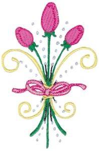 Picture of Fanciful Rose Bouquet Fleur De Lis Machine Embroidery Design