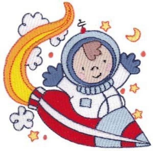 Picture of Step Into Space Astronaut Rocketship Machine Embroidery Design