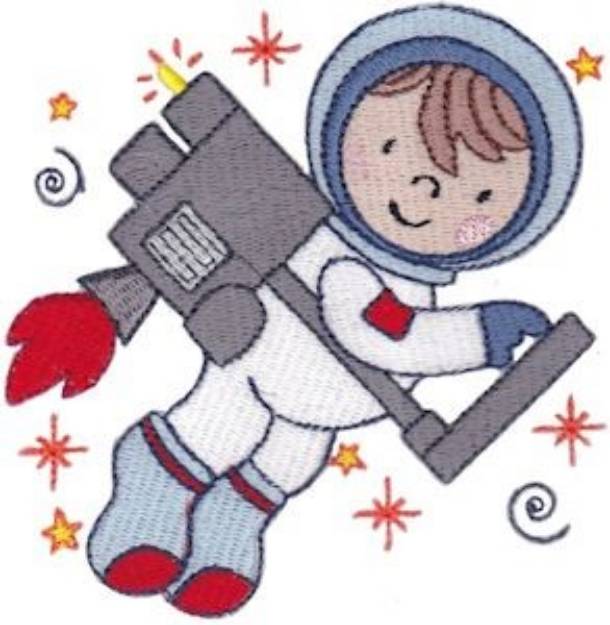 Picture of Step Into Space Jetpack Astronaut Machine Embroidery Design
