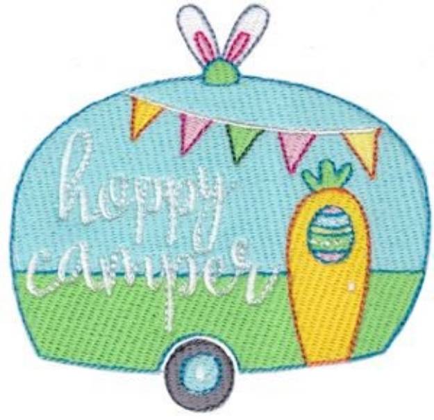 Picture of Easter Camper Sentiment Machine Embroidery Design