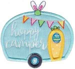 Picture of Easter Camper Sentiment Applique Machine Embroidery Design