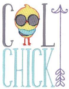 Picture of Easter Cool Chick Sentiment Machine Embroidery Design