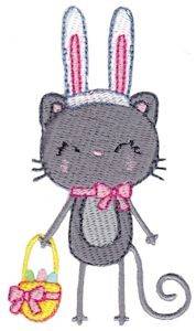 Picture of Easter Cat Sentiment Machine Embroidery Design