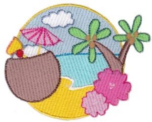 Picture of Tropical Pina Colada Cocktail Machine Embroidery Design