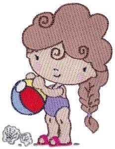 Picture of Beach Babe Girl Machine Embroidery Design