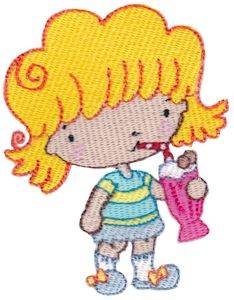 Picture of Summer Cutie With Milkshake Machine Embroidery Design