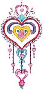 Picture of Mehndi Hearts Machine Embroidery Design