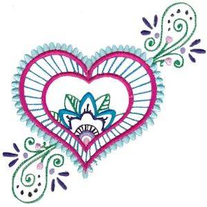 Picture of Mehndi Heart & Flowers Machine Embroidery Design