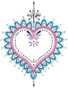 Picture of Mehndi Heart  & Flowers Machine Embroidery Design