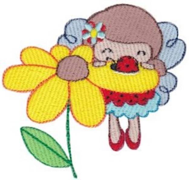 Picture of Fairy Girl & Flower Machine Embroidery Design