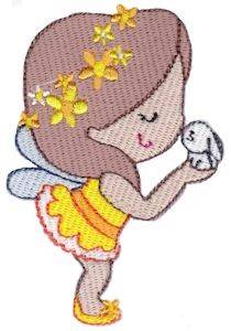 Picture of Fairy Girl & Bunny Machine Embroidery Design