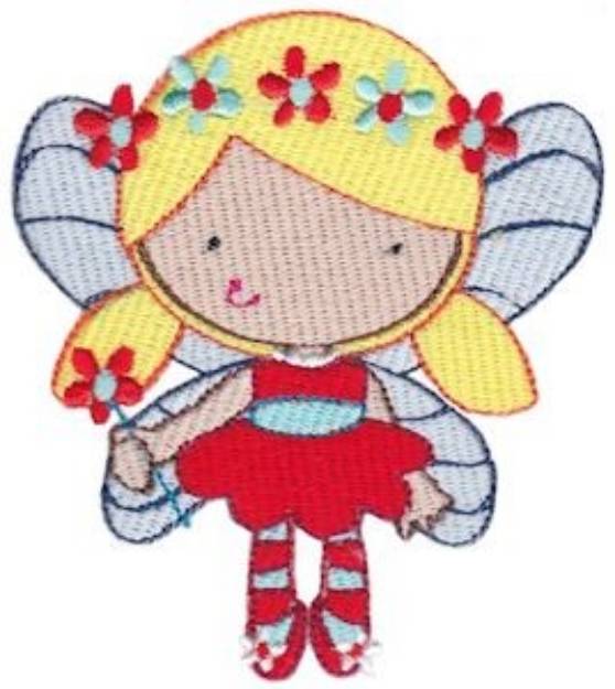 Picture of Fairy Girl & Flowers Machine Embroidery Design