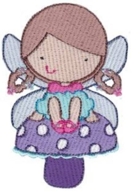 Picture of Fairy Girl & Mushroom Machine Embroidery Design