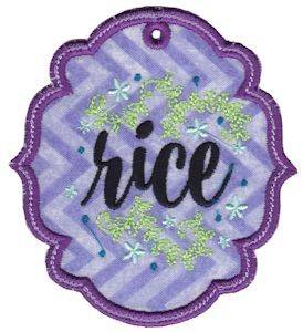 Picture of Rice Label Applique Machine Embroidery Design