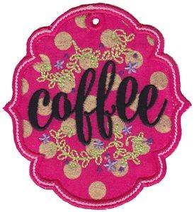 Picture of Coffee Label Applique Machine Embroidery Design