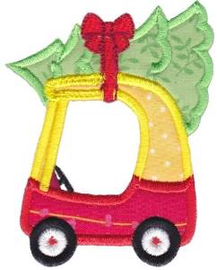 Picture of Car On Tree Applique Machine Embroidery Design