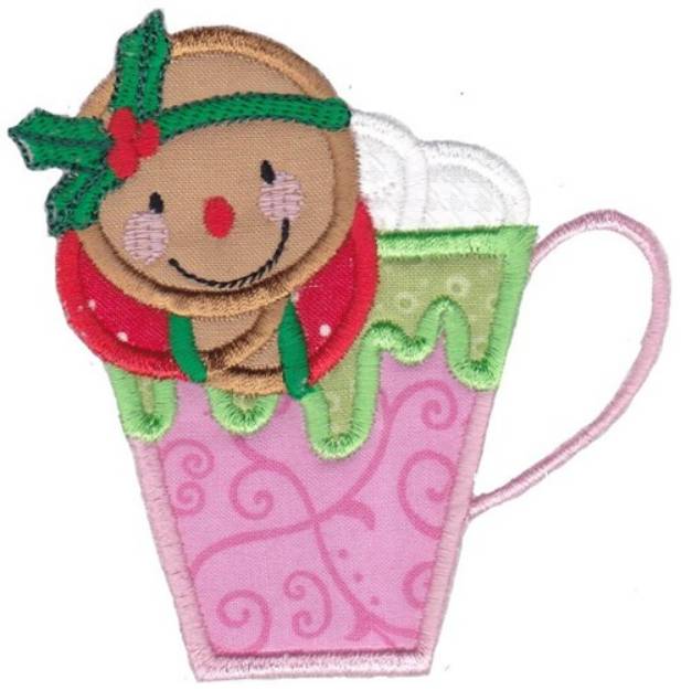 Picture of Applique Gingerbread Mug Machine Embroidery Design
