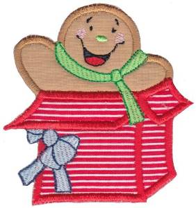 Picture of Gingerbread Gift Applique Machine Embroidery Design