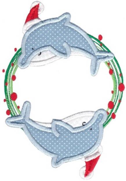 Picture of Xmas Dolphins Machine Embroidery Design