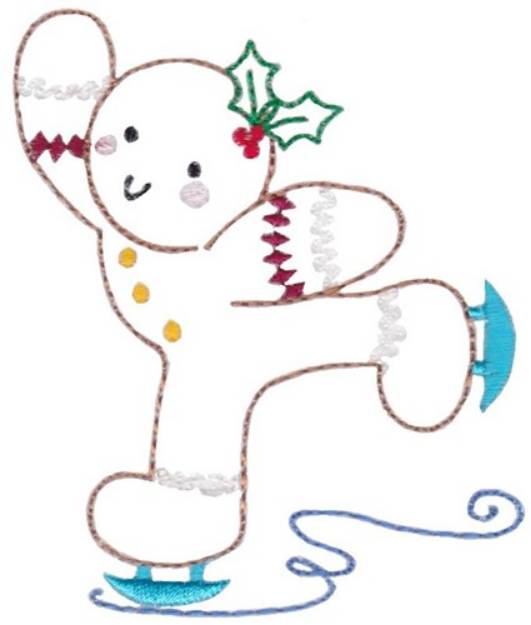 Picture of Ice Skate Gingerbread Machine Embroidery Design