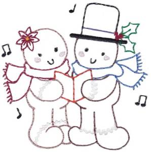 Picture of Gingerbread Carolers Machine Embroidery Design