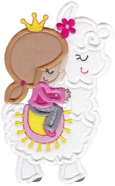 Picture of Girl & Llama Machine Embroidery Design