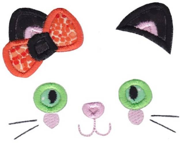 Picture of Black Cat Face Machine Embroidery Design