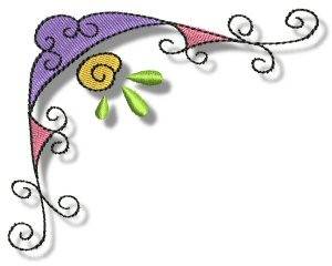 Picture of Swirly Floral Corner Machine Embroidery Design