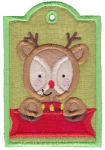 Picture of Reindeer Tag Machine Embroidery Design