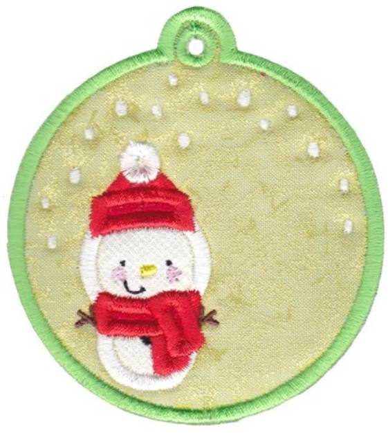 Picture of Snowman Tag Machine Embroidery Design