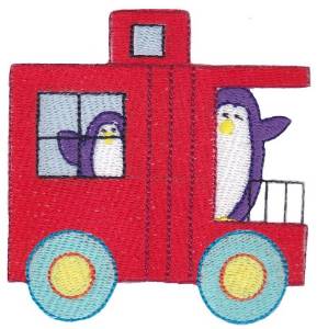 Picture of Cute Animal Train Penguin Machine Embroidery Design