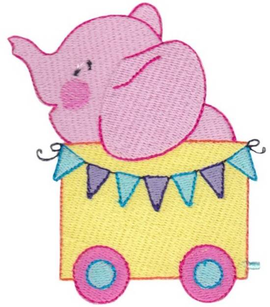 Picture of Cute Animal Train Elephant Machine Embroidery Design