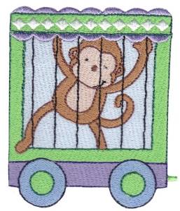 Picture of Cute Animal Train Monkey Machine Embroidery Design