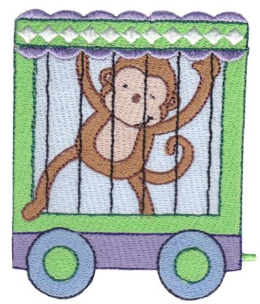 Picture of Cute Animal Train Monkey Machine Embroidery Design
