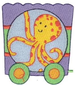 Picture of Cute Animal Train Octopus Machine Embroidery Design