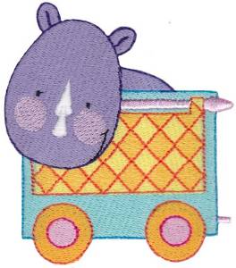 Picture of Cute Animal Train Rhino Machine Embroidery Design