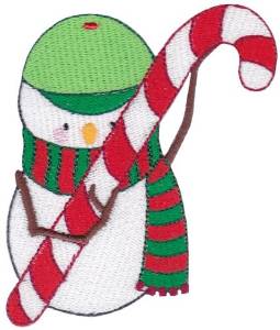 Picture of Christmas Snowmen Candy Cane Machine Embroidery Design